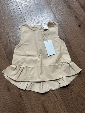 COS Girls' Sleeveless Ruffle Hem Tank Top in Beige